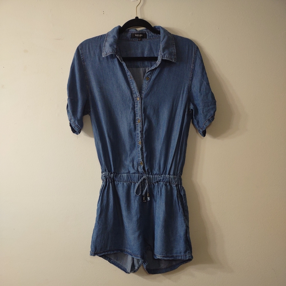 Black Label C'est Toi Tencel Denim Romper, Size Large